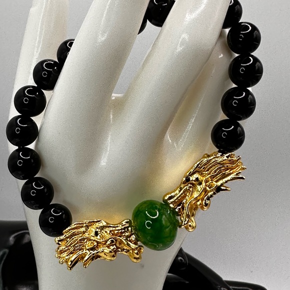 ONYX + AGATE NATURAL STONES BRACELET size 7.5” - Picture 6 of 9